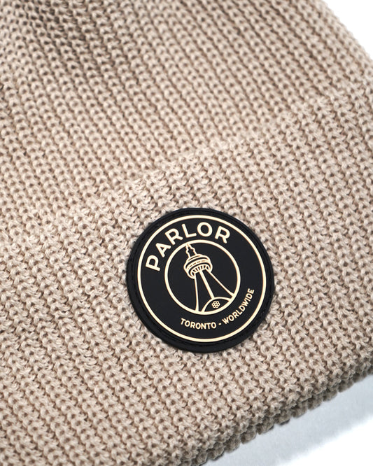 "Parlor Sneaker-Gallery" Cuff Beanie (Stone)