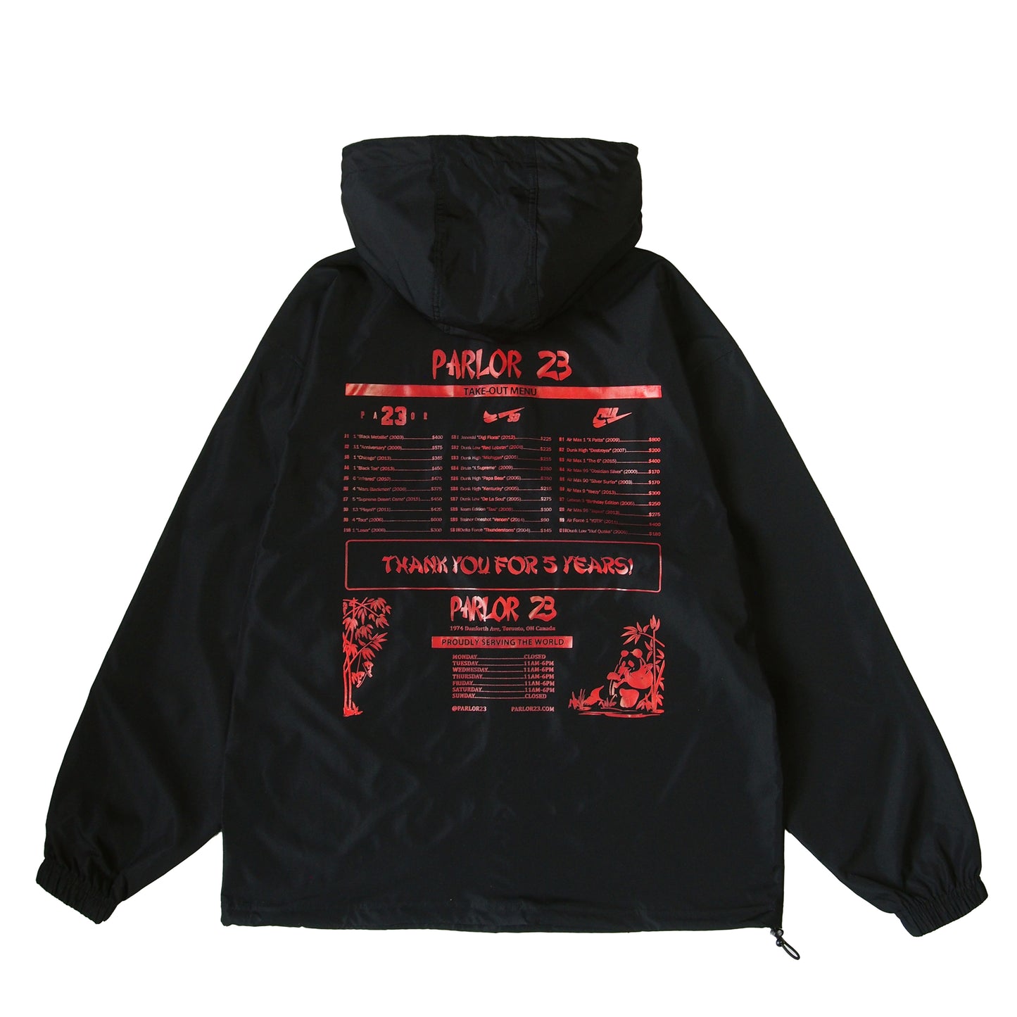 Parlor 23 X Champion "Patina 5 Year Menu" Anorak