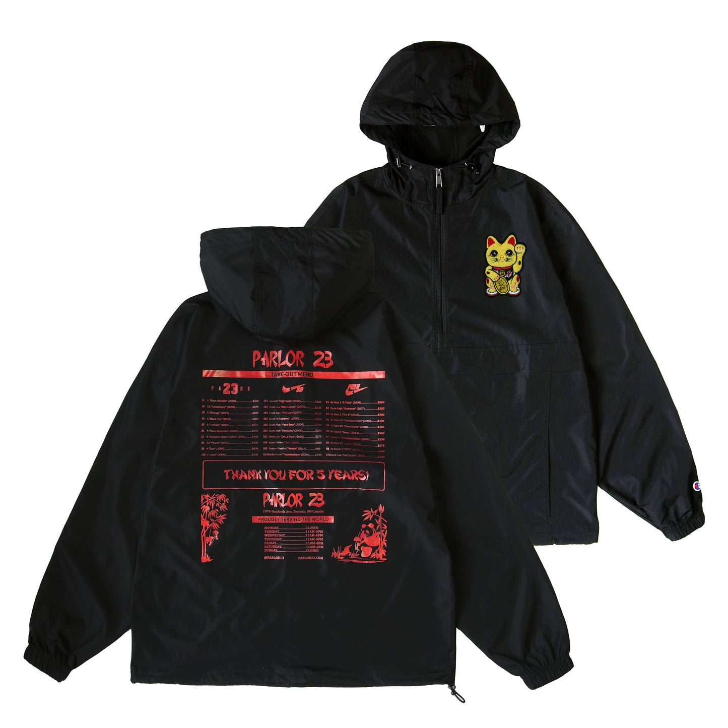 Parlor 23 X Champion "Patina 5 Year Menu" Anorak