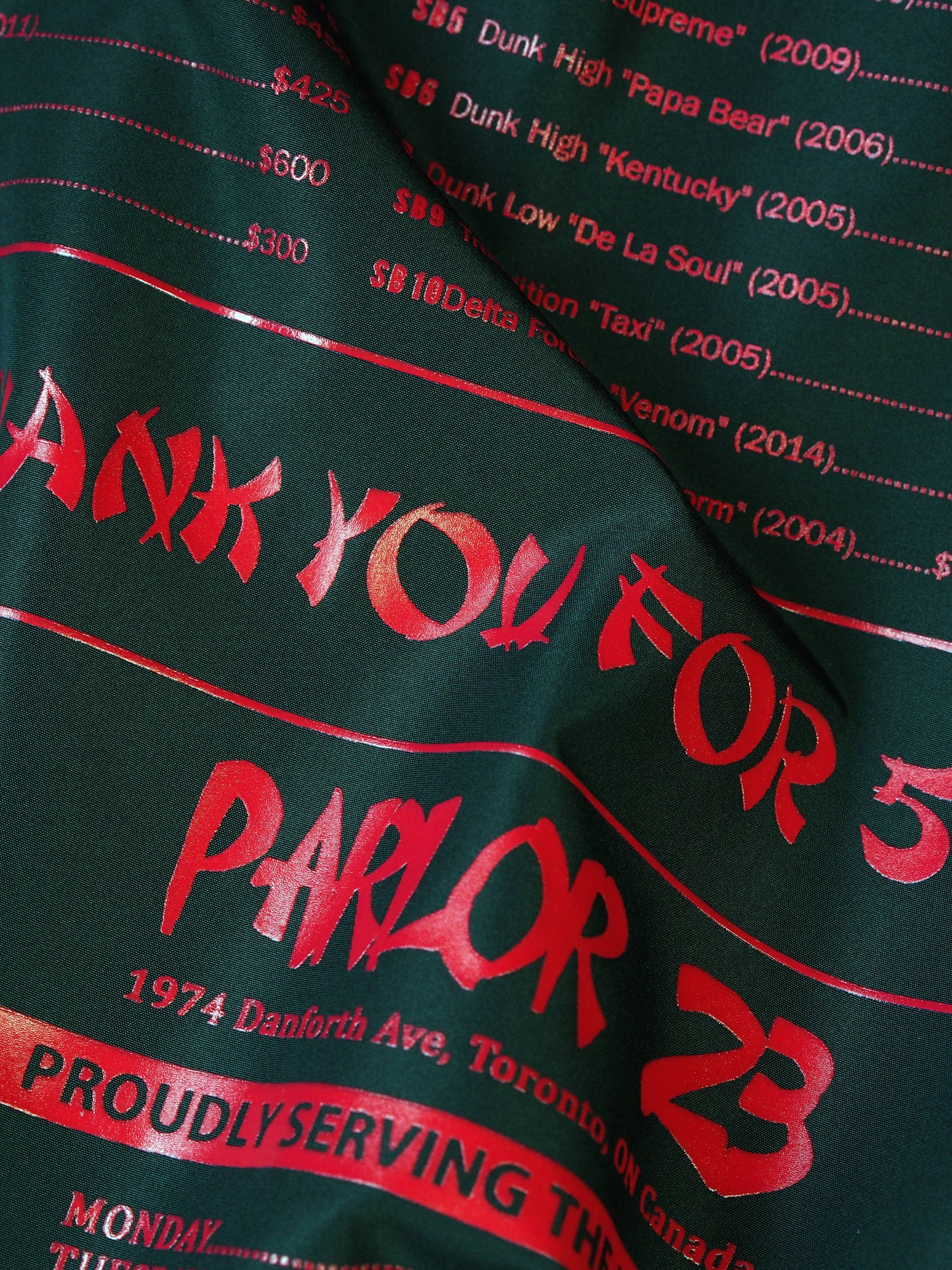 Parlor 23 X Champion "Patina 5 Year Menu" Anorak