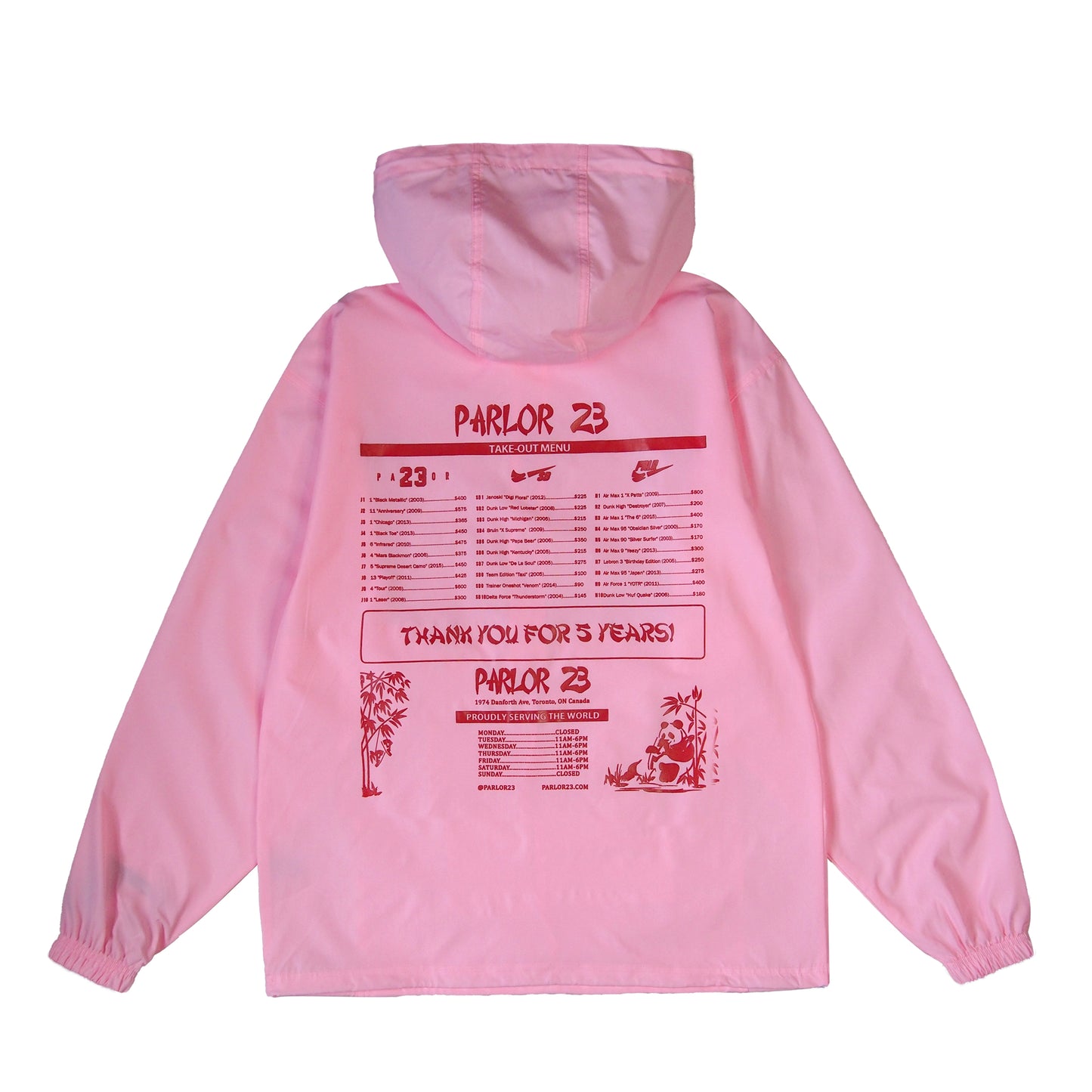 Parlor 23 X Champion "Patina 5 Year Menu" Anorak