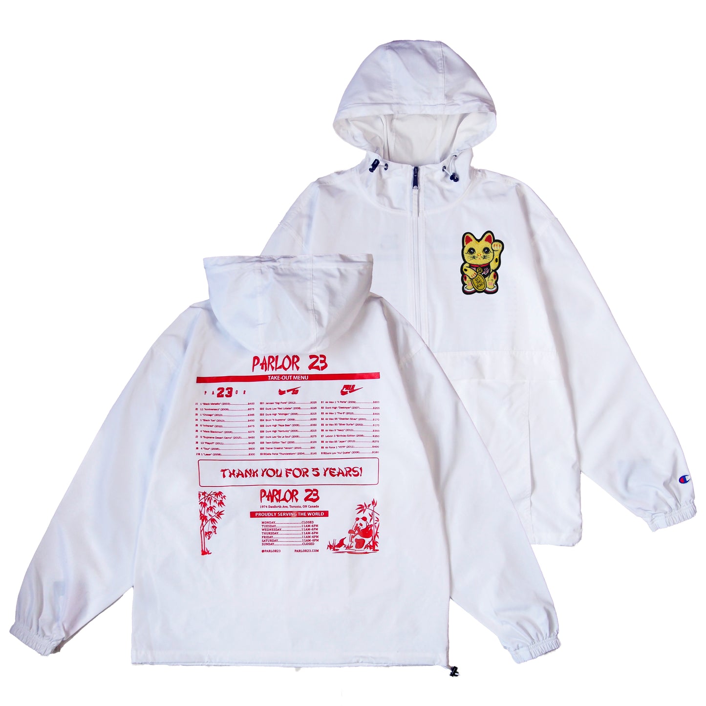 Parlor 23 X Champion "Patina 5 Year Menu" Anorak