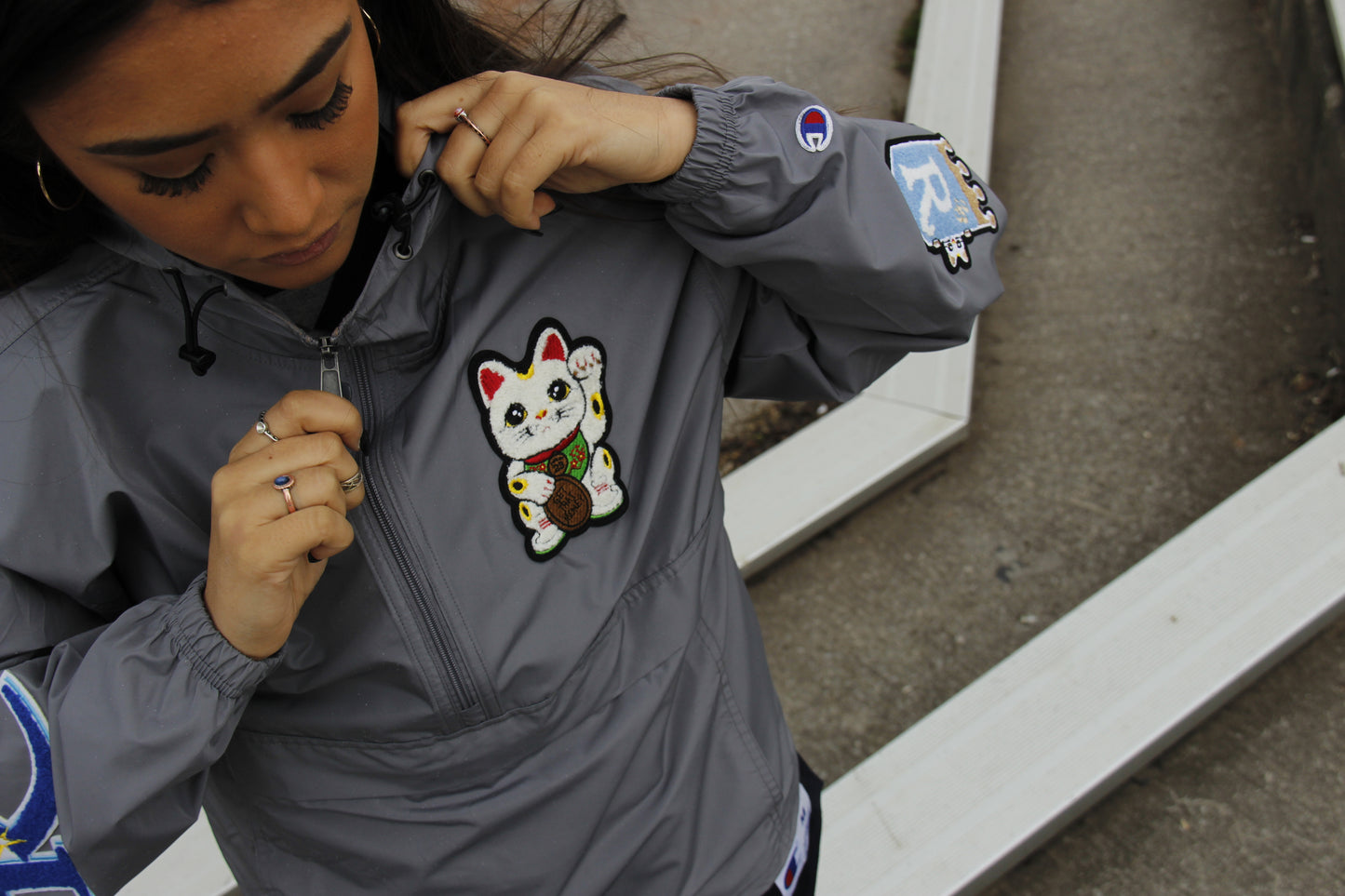 Parlor 23 X Champion Chenille "Baseketball" Packable Anorak Jacket