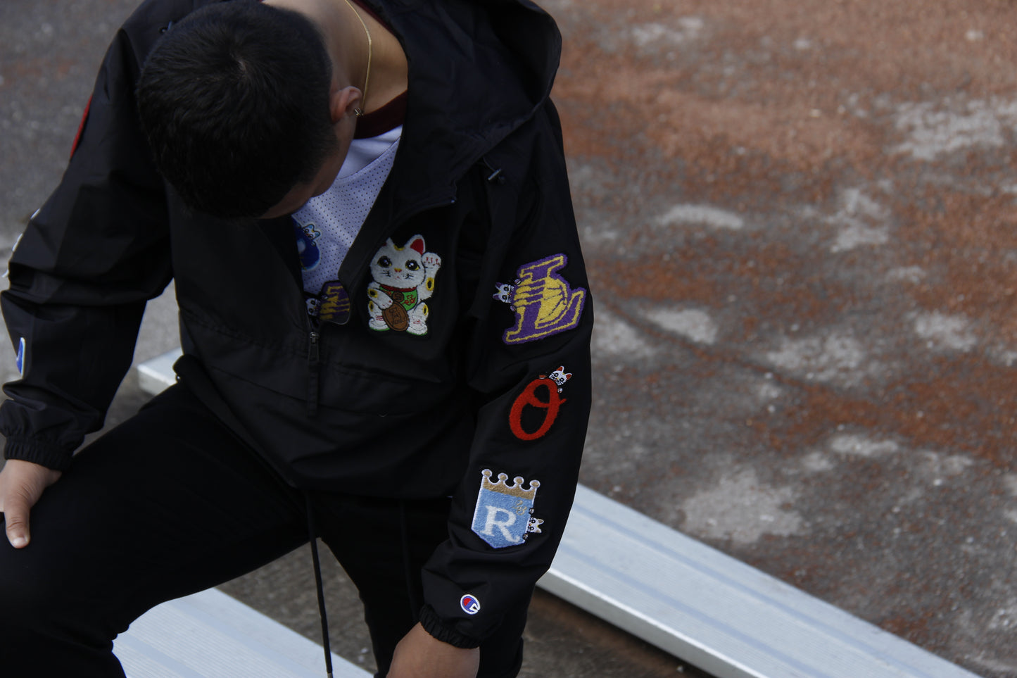 Parlor 23 X Champion Chenille "Baseketball" Packable Anorak Jacket
