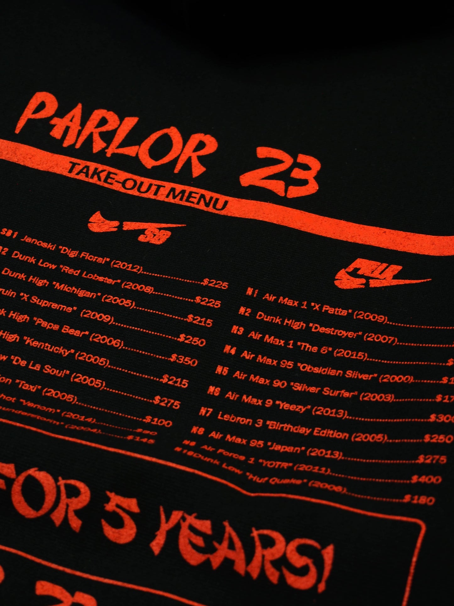 Parlor 23 X Champion RW  "5 Year Menu" Embroidered Hoodie