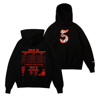 Parlor 23 X Champion RW  "5 Year Menu" Embroidered Hoodie