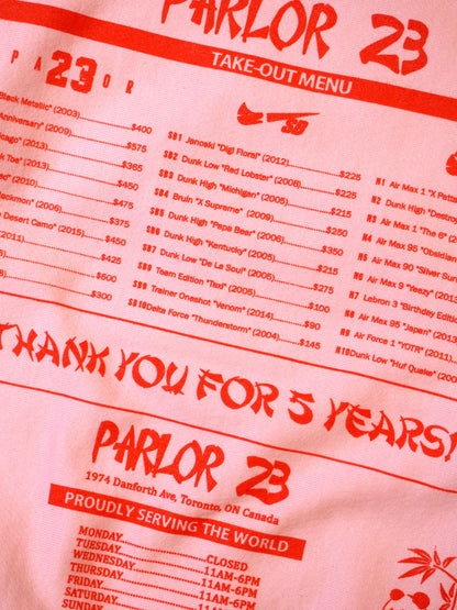 Parlor 23 X Champion RW  "5 Year Menu" Embroidered Hoodie