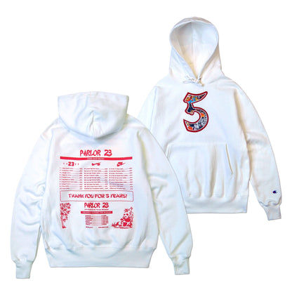 Parlor 23 X Champion RW  "5 Year Menu" Embroidered Hoodie