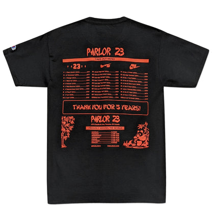 Parlor 23 X Champion "5 Year Menu" T-Shirt