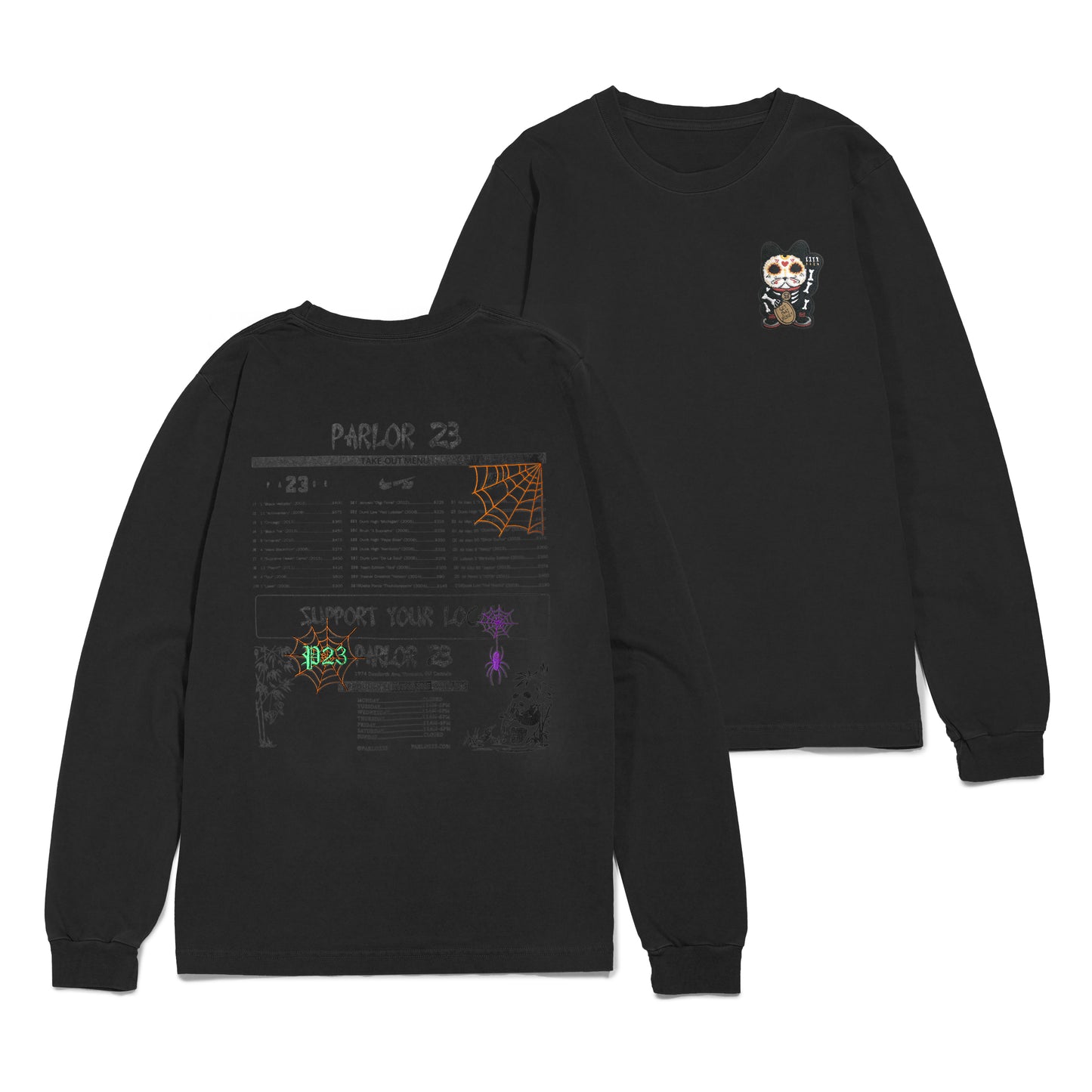 Parlor 23 "Spooky Menu" Made In Canada Heavyweight Longsleeve T-Shirt