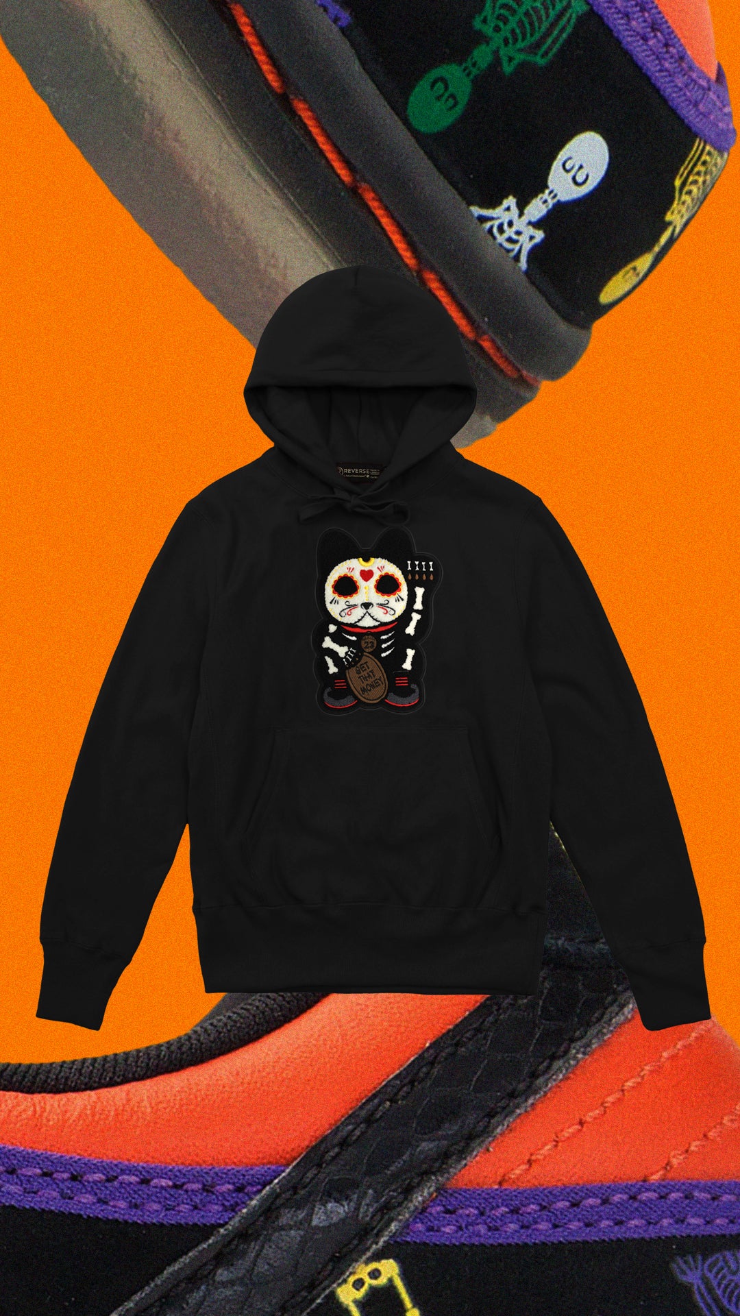 Parlor 23 "Chenille Skeleton Cat" X Redwood Classics Hoodie